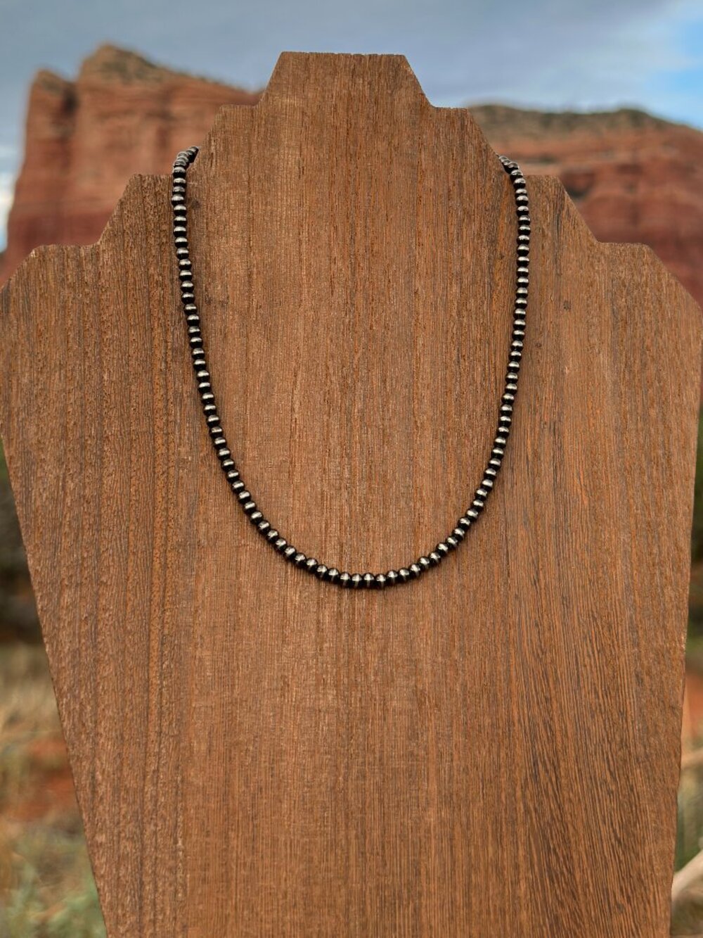 Handmade 4mm 16 inch Brushed Steel Western Pearl Necklace